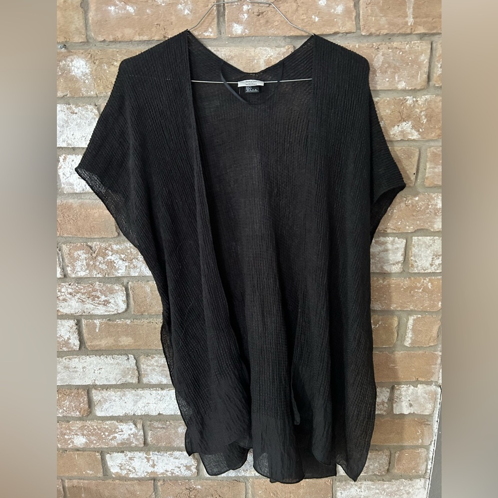 David & Young Black Sheer Poncho Style Top | One Size | Batwing Boho Cover Up